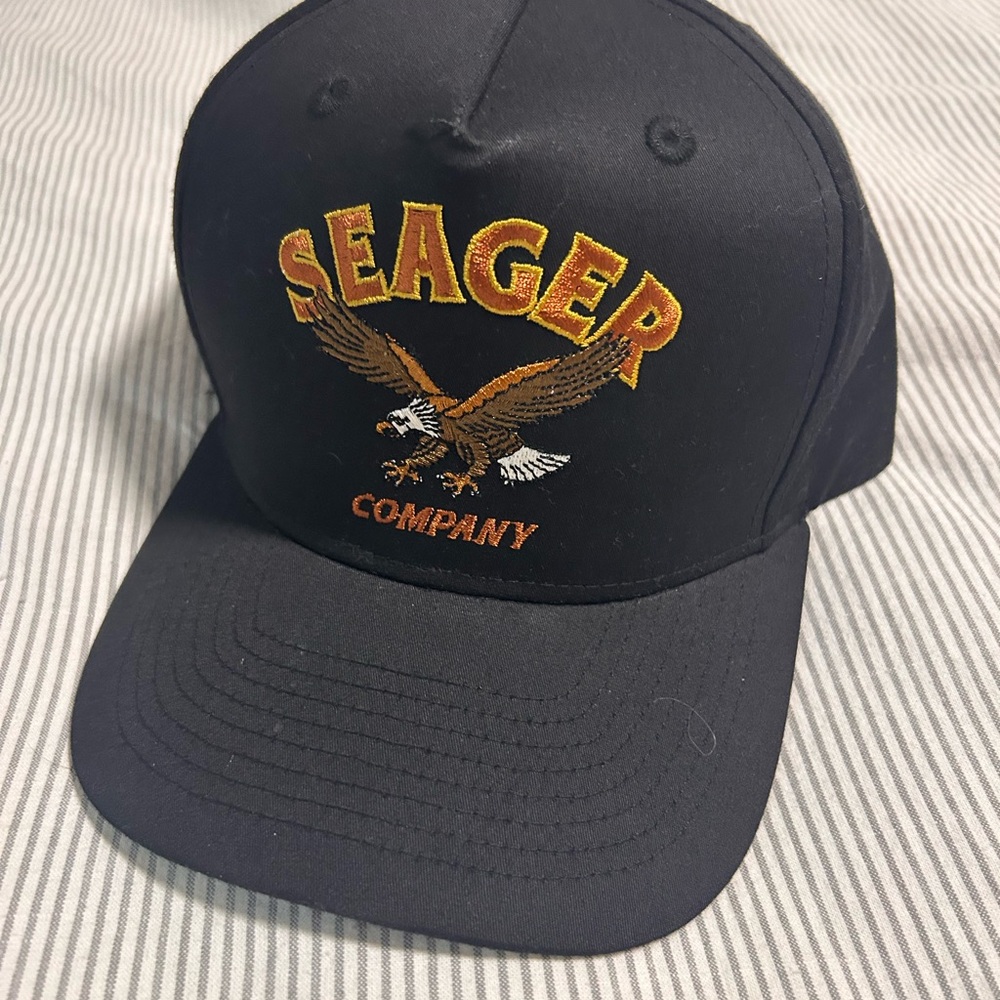 Seager Black Cap with Eagle Embroidery
